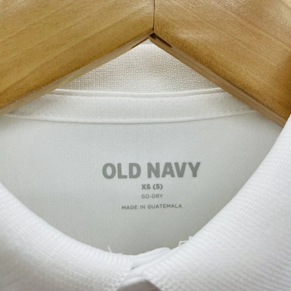 Old Navy Youth Boys XS Moisture-Wicking School‎ Uniform Polo Shirt in White 2341